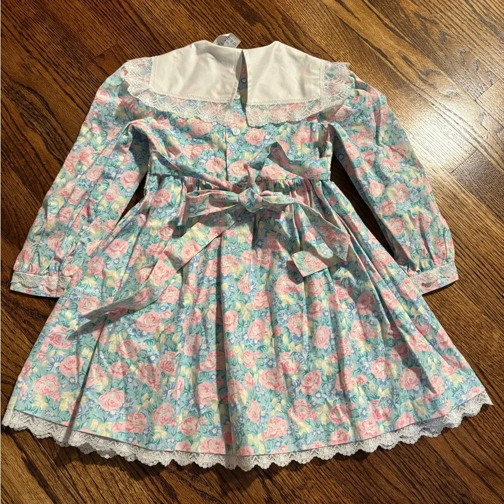 Polly Flinders | Floral Lace Bib Vintage Dress Girls Sz 4‎